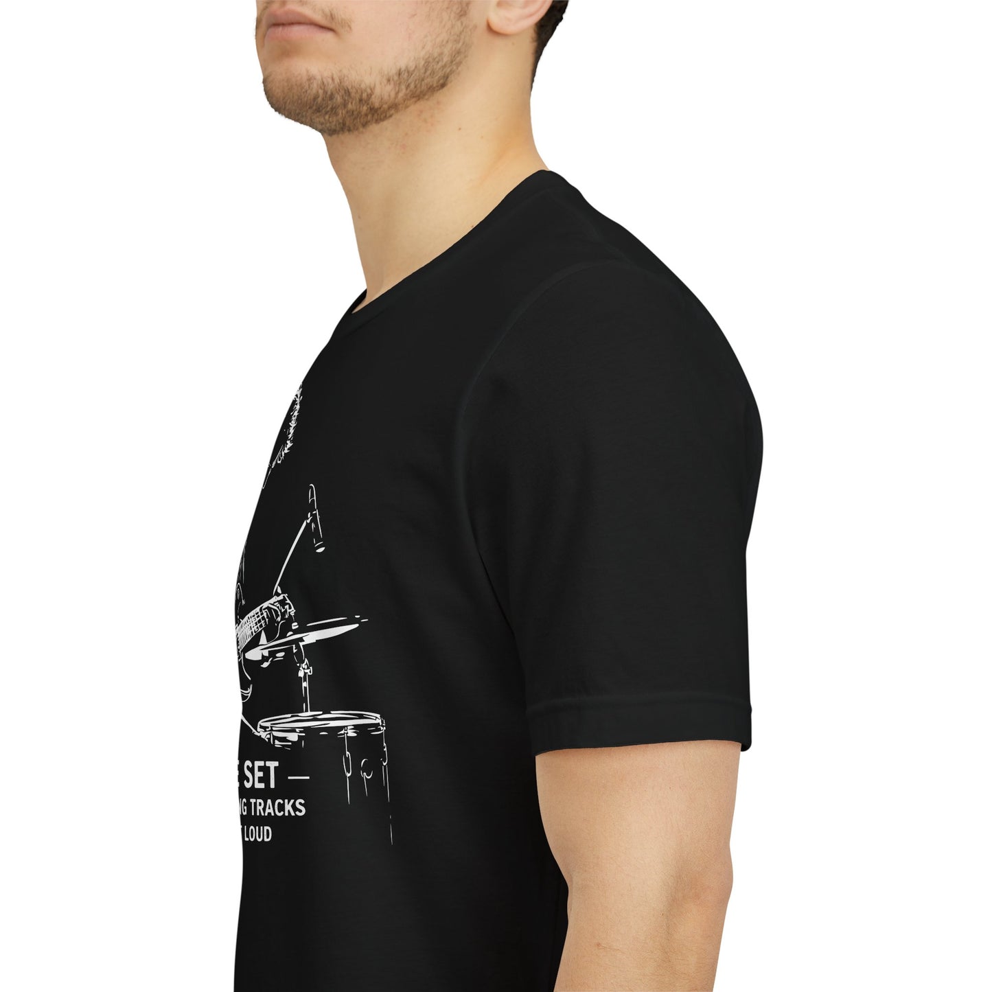 Live Set No Backing Tracks T-Shirt – Men’s Black Guitarist Graphic Tee | WildVero