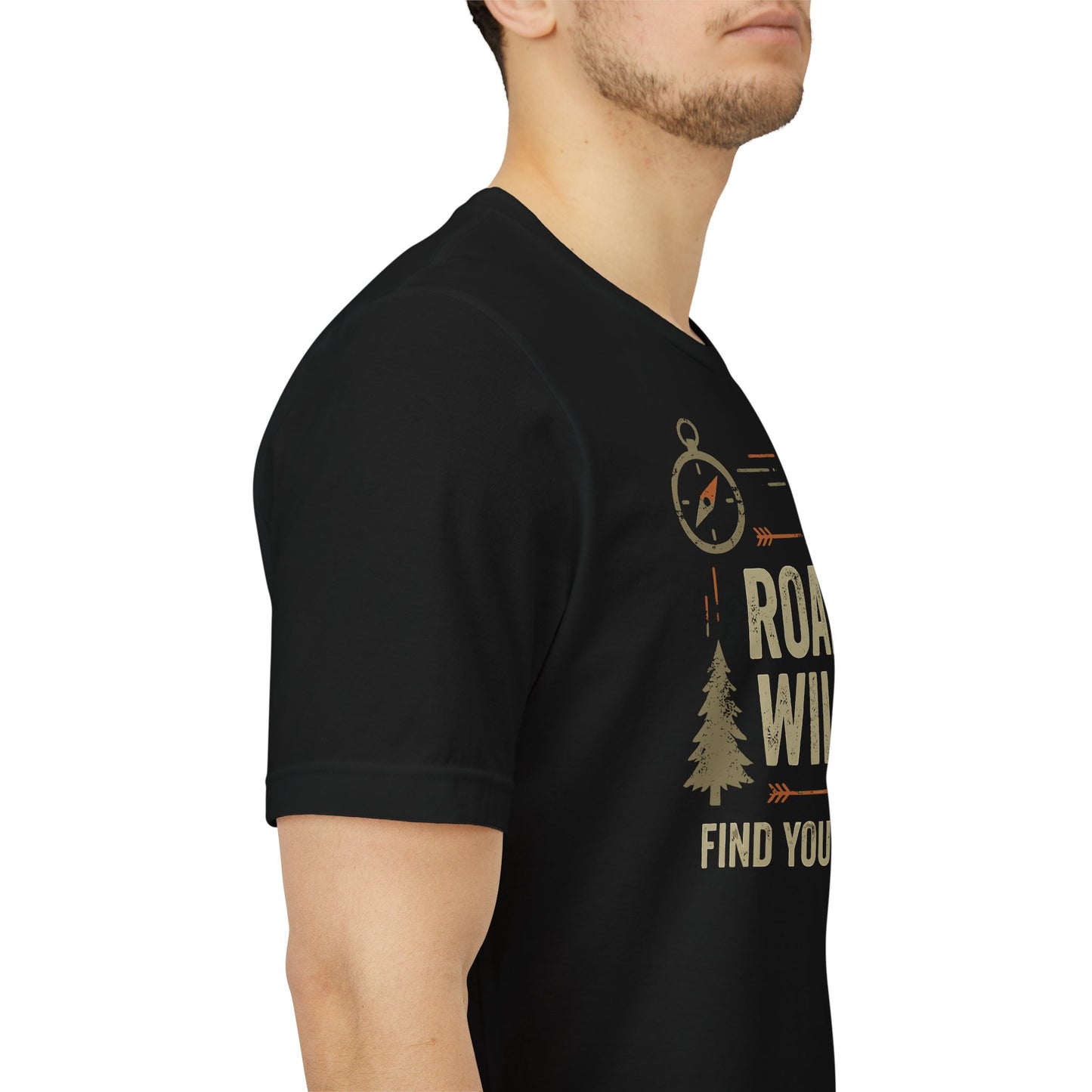 "Roam Wild: Find Your Path" Hiking & Backpacking T-Shirt – Compass & Mountains Graphic Tee