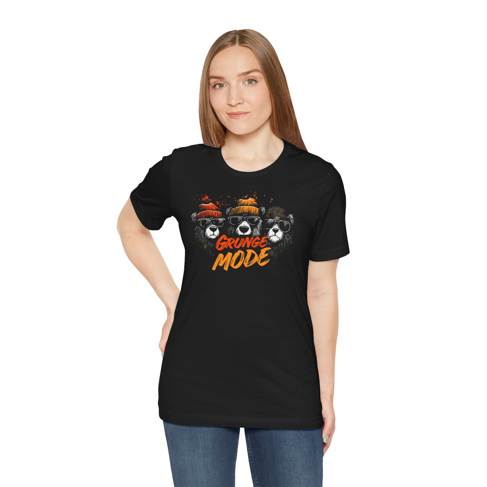 Black Grunge Mode t-shirt with three bears in beanies and sunglasses