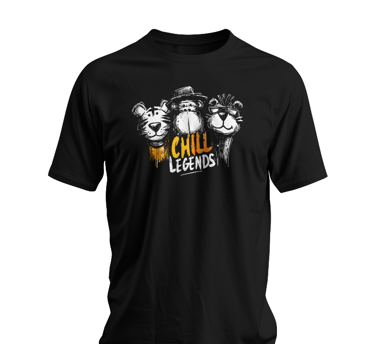 Black Chill Legends t-shirt with urban animal squad tiger monkey lion graffiti design