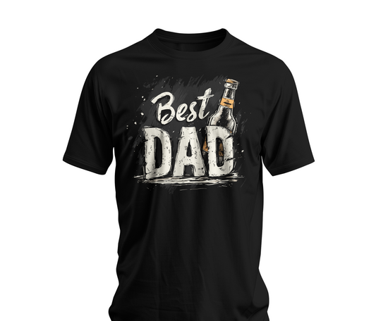 Black Best Dad t-shirt with grunge typography and beer bottle Father's Day gift design
