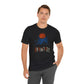 Black Adventure Wilderness t-shirt with orange harvest moon tent and forest camping design