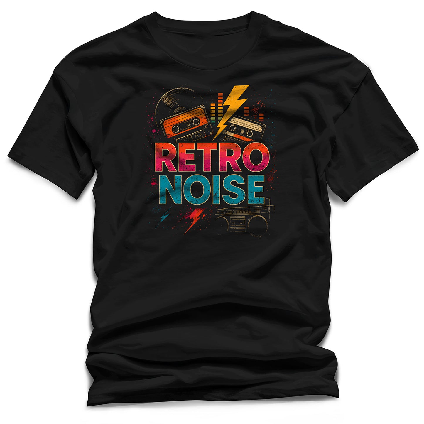 "Retro Noise" 80s Cassette Tape Graphic T-Shirt – Vintage Synthwave Music Tee