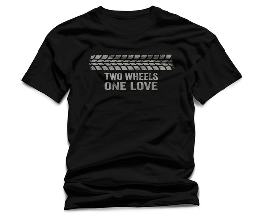 Two Wheels One Love T-Shirt – Biker Motorcycle Graphic Unisex Tee