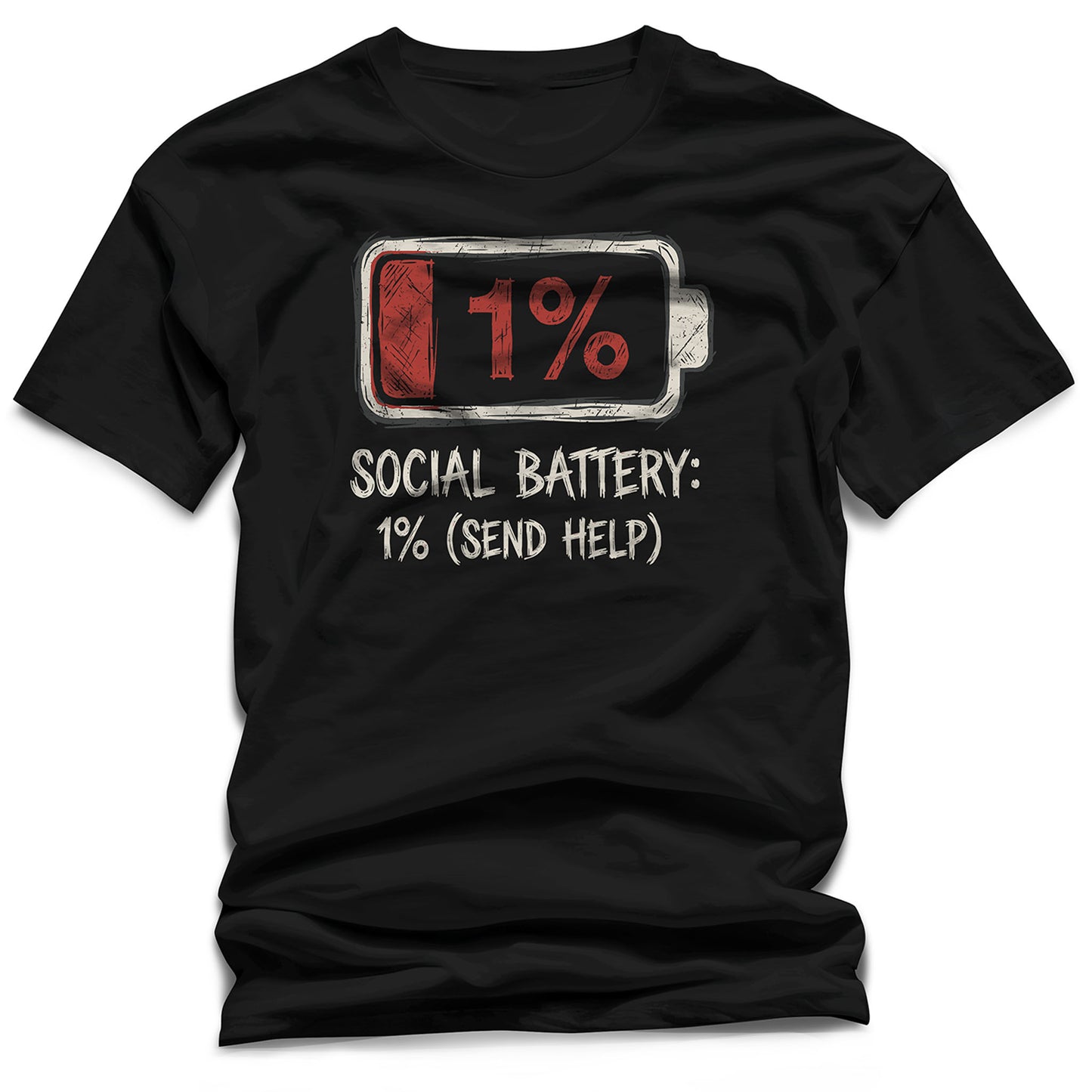 WildVero™ "Social Battery 1%" T-Shirt | Funny Introvert & Anxiety Graphic Tee