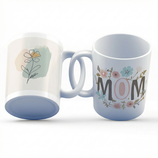 Floral Mom Mug – 11oz Sublimation Ceramic Mug, Cute Mother’s Day Coffee Cup