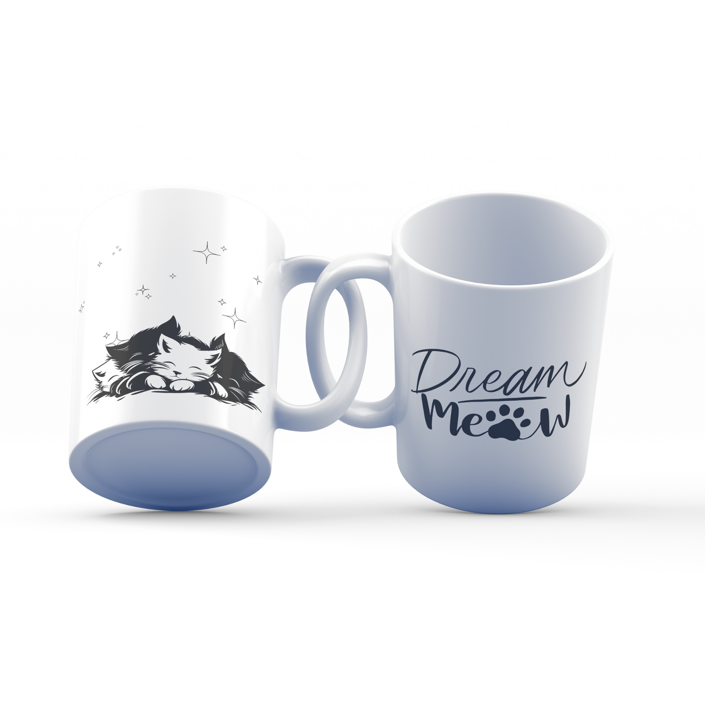 Dream Meow Mug – 11oz Sublimation Ceramic Mug, Cute Sleeping Cat Coffee Cup