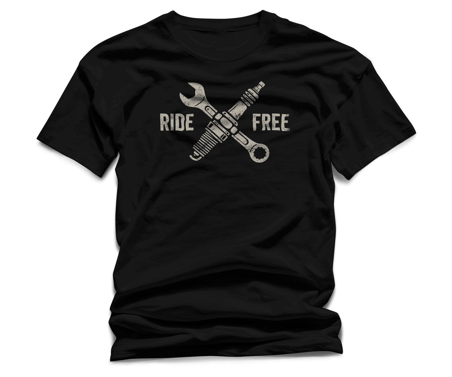 Ride Free T-Shirt – Biker Mechanic Graphic Tee, Motorcycle Garage Unisex Shirt