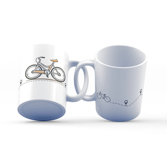 Cycling Mug – 11oz Sublimation Ceramic Mug, Minimal Bicycle Coffee Cup