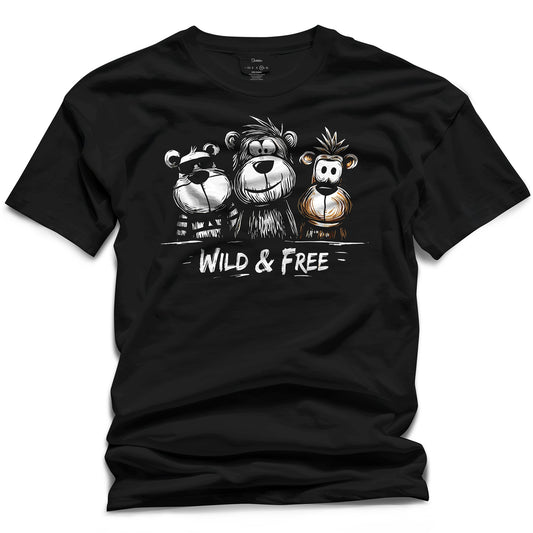Funny Monkey Wild & Free T-Shirt – Unisex Animal Graphic Tee