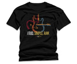 Loud Simple Raw T-Shirt – Guitar Graphic Unisex Tee, Music Lover Vintage Style Shirt