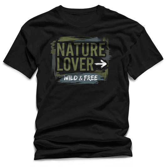 "Nature Lover: Wild & Free" T-Shirt – Grunge Outdoor & Hiking Graphic Tee