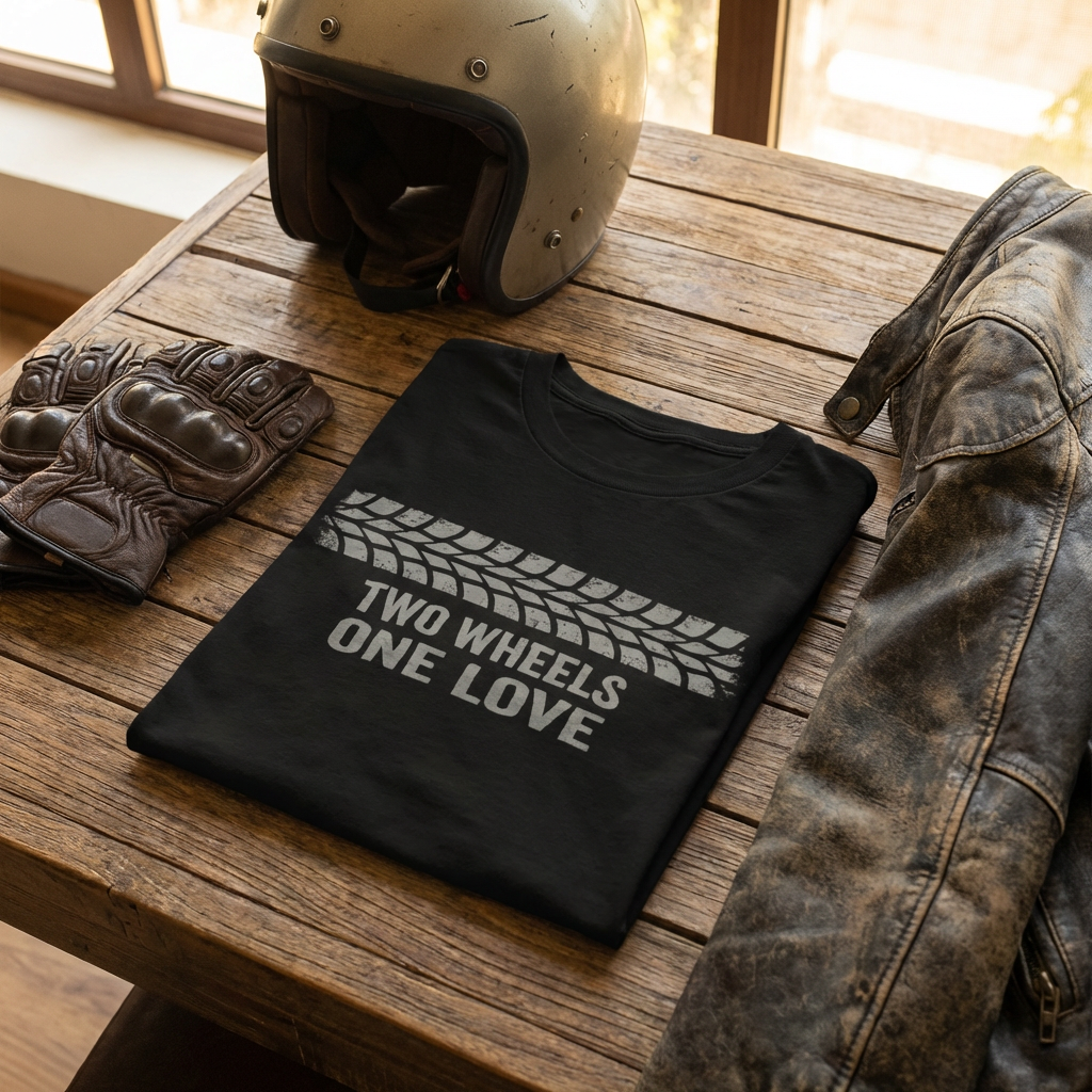 Two Wheels One Love T-Shirt – Biker Motorcycle Graphic Unisex Tee