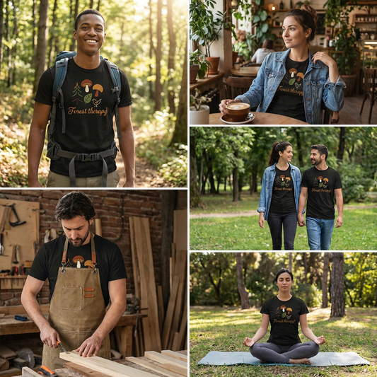 "Forest Therapy" T-Shirt – Cottagecore Mushroom & Nature Graphic Tee