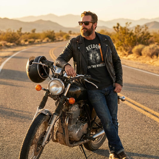 Freedom On Two Wheels Motorcycle T-Shirt - Men's Black Biker Tee | WildVero