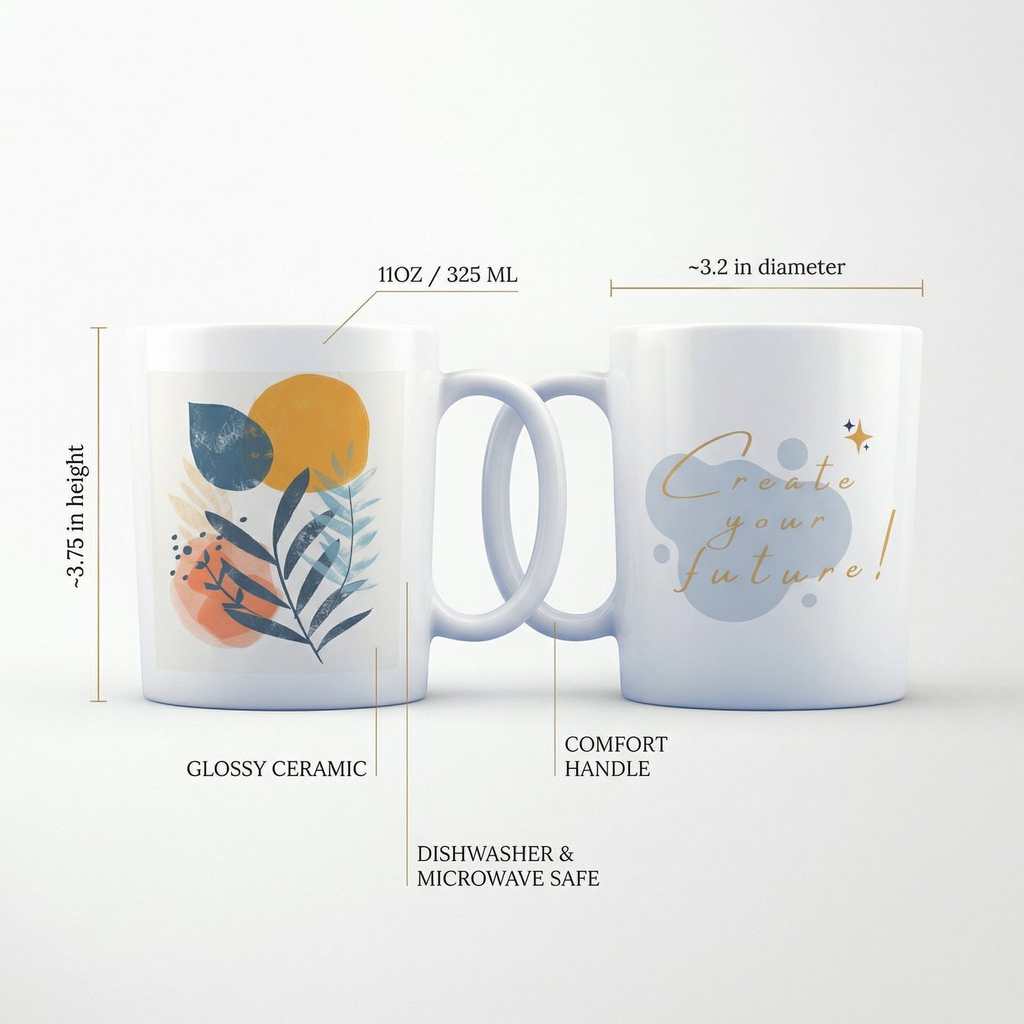 Create Your Future Mug – 11oz Sublimation Ceramic Mug, Abstract Art Coffee Cup