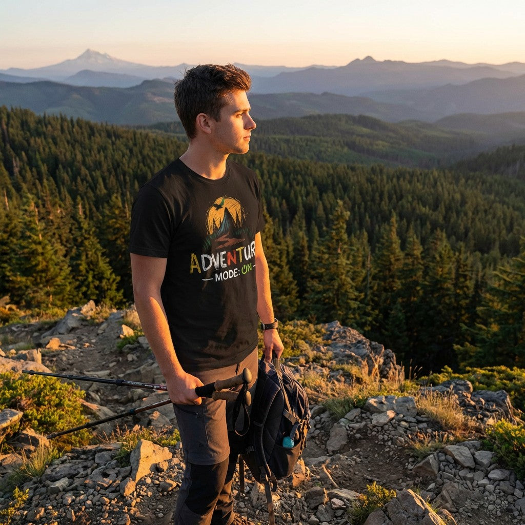 Adventure Mode On T-Shirt – Men’s Black Camping Graphic Tee | WildVero