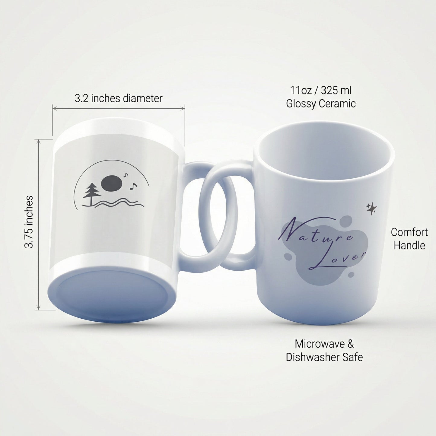 Nature Lover Mug – 11oz Sublimation Ceramic Mug, Minimal Nature Coffee Cup