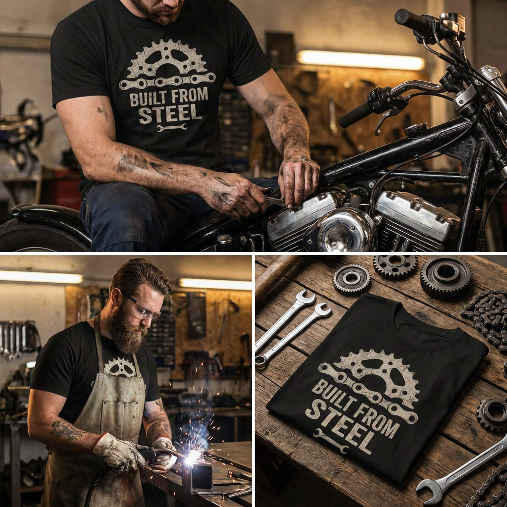 Built From Steel Graphic Tee | Cycling Gear Chain T-Shirt
