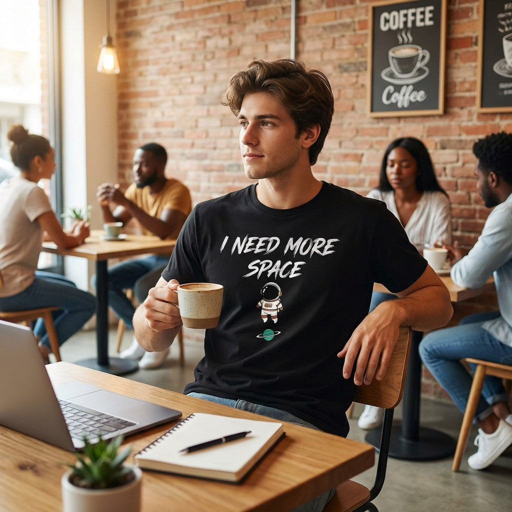 "I Need More Space" Astronaut T-Shirt – Funny Introvert & Sci-Fi Graphic Tee