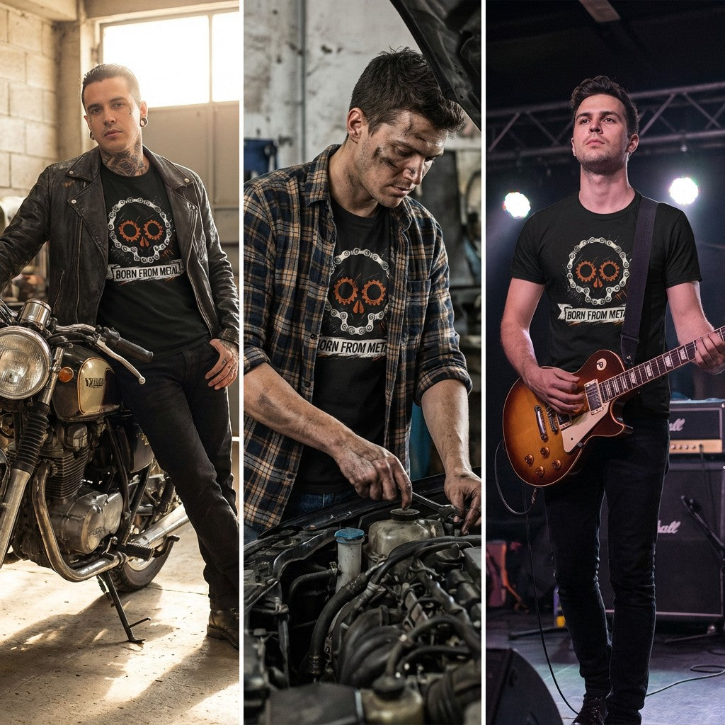 Cycling Skull T-Shirt | Born From Metal Bike Chain Tee