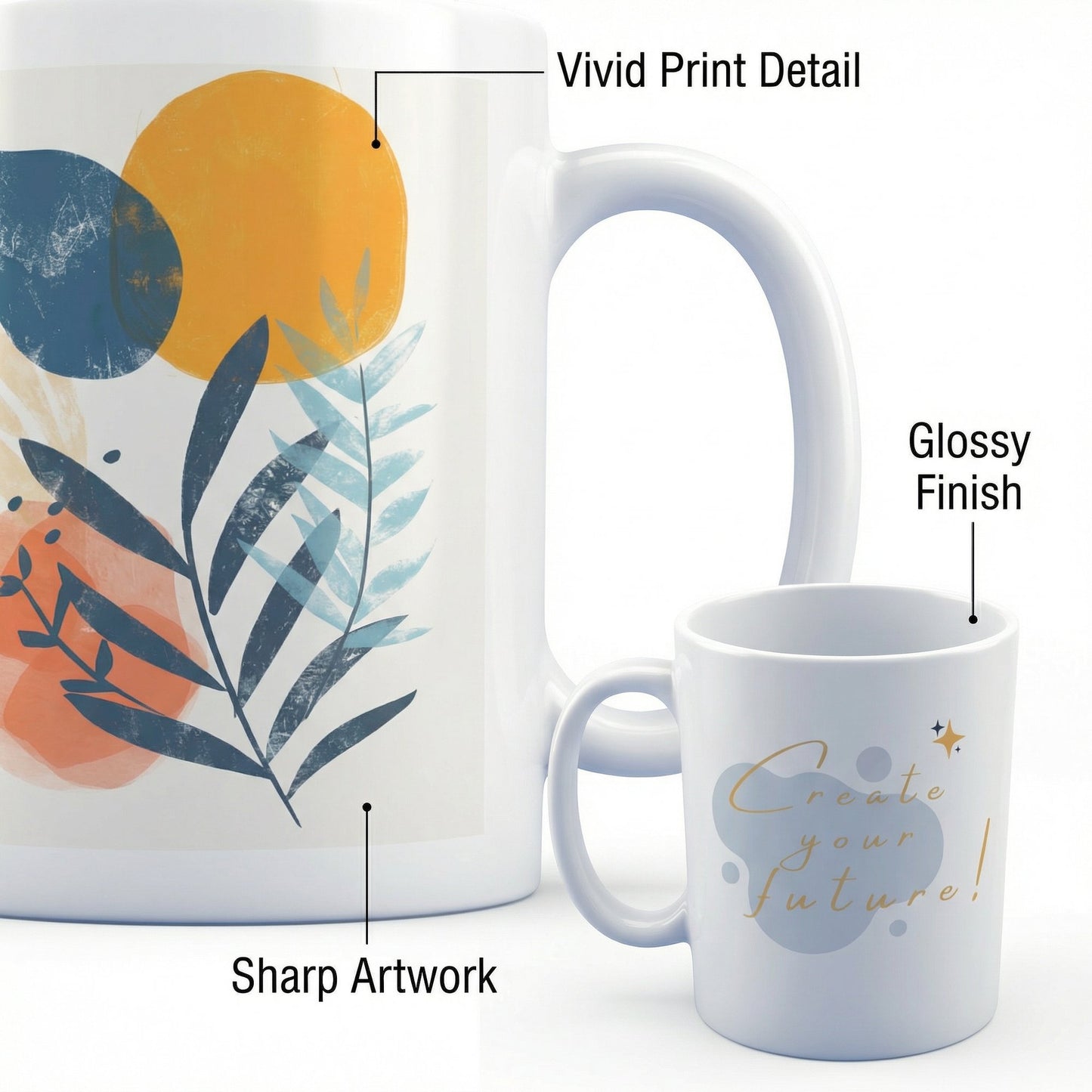 Create Your Future Mug – 11oz Sublimation Ceramic Mug, Abstract Art Coffee Cup