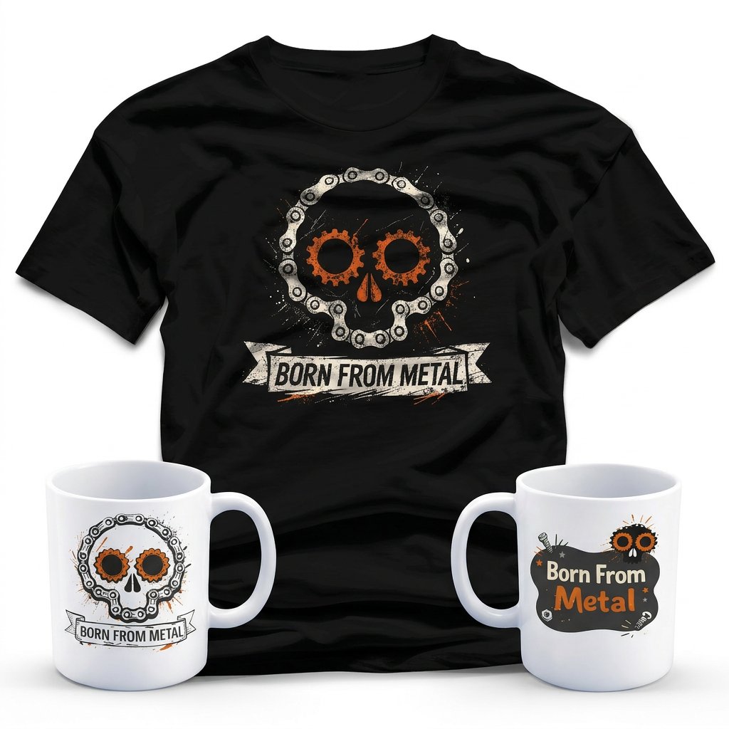 Born From Metal Gift Set – T-Shirt and 11oz Mug, DTF Tee + Sublimation Mug