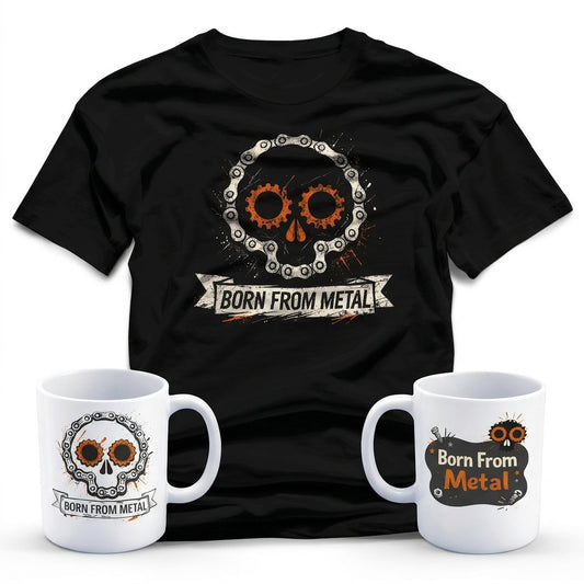 Born From Metal Gift Set – T-Shirt and 11oz Mug, DTF Tee + Sublimation Mug