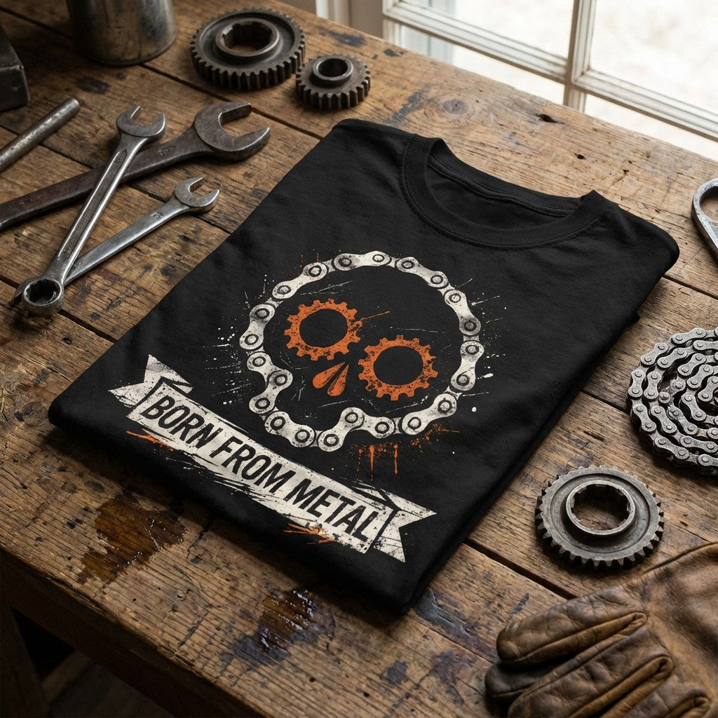 Cycling Skull T-Shirt | Born From Metal Bike Chain Tee
