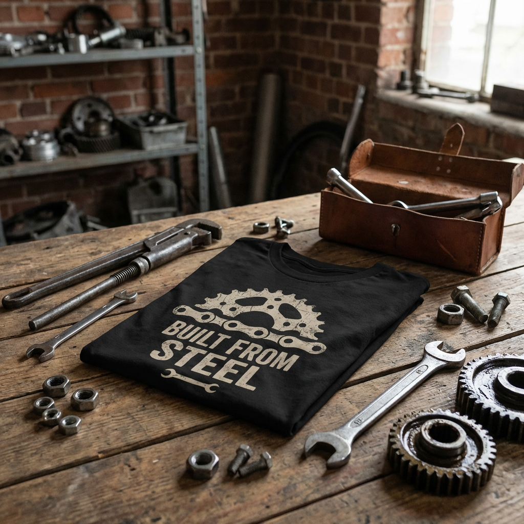 Built From Steel Graphic Tee | Cycling Gear Chain T-Shirt