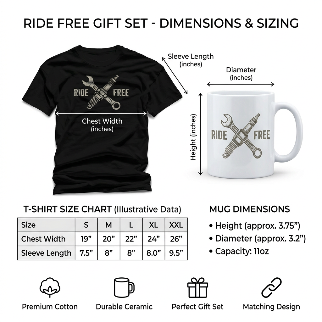 Ride Free Gift Set – Black T-Shirt and 11oz Mug, DTF Tee + Sublimation Mug