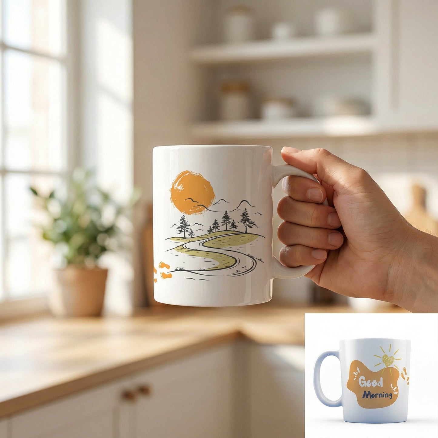 Good Morning Nature Mug – 11oz Sublimation Ceramic Mug, Scenic Coffee Cup