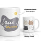 Cute Cat Good Morning Mug 11oz – Minimalist Ceramic Coffee Mug, Sublimation Cat Lover Cup