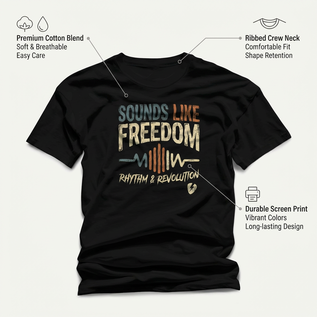 Sounds Like Freedom T-Shirt – Music Graphic Unisex Tee, Rhythm & Revolution Shirt