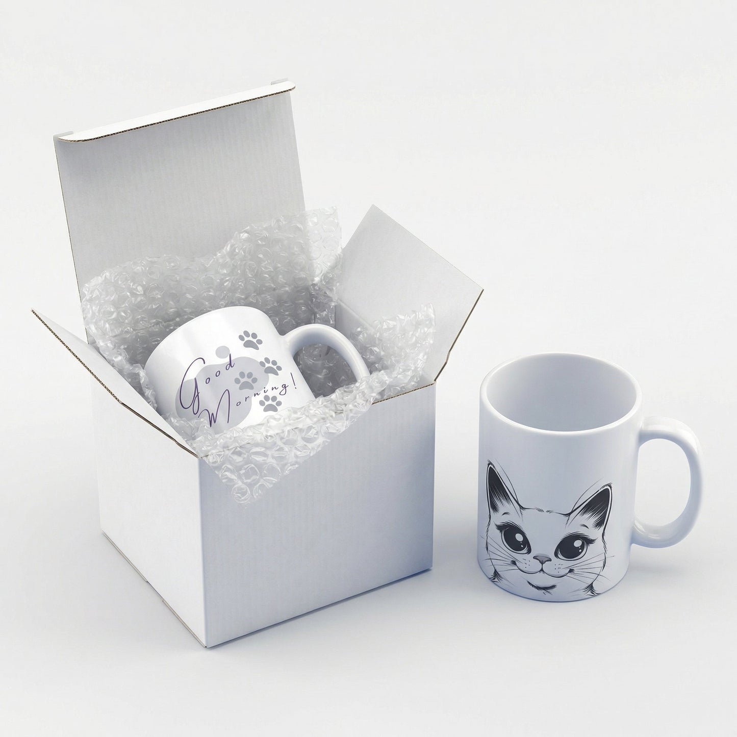 Good Morning Cat Mug – 11oz Sublimation Ceramic Mug, Cute Kitty Coffee Cup
