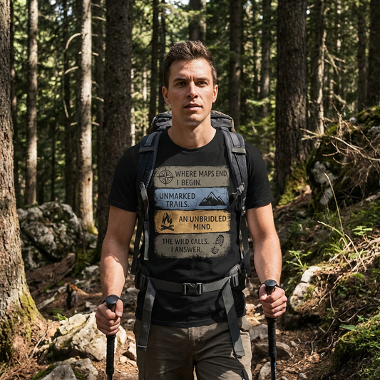 "Where Maps End" Bushcraft & Hiking T-Shirt – Outdoor Adventure Graphic Tee