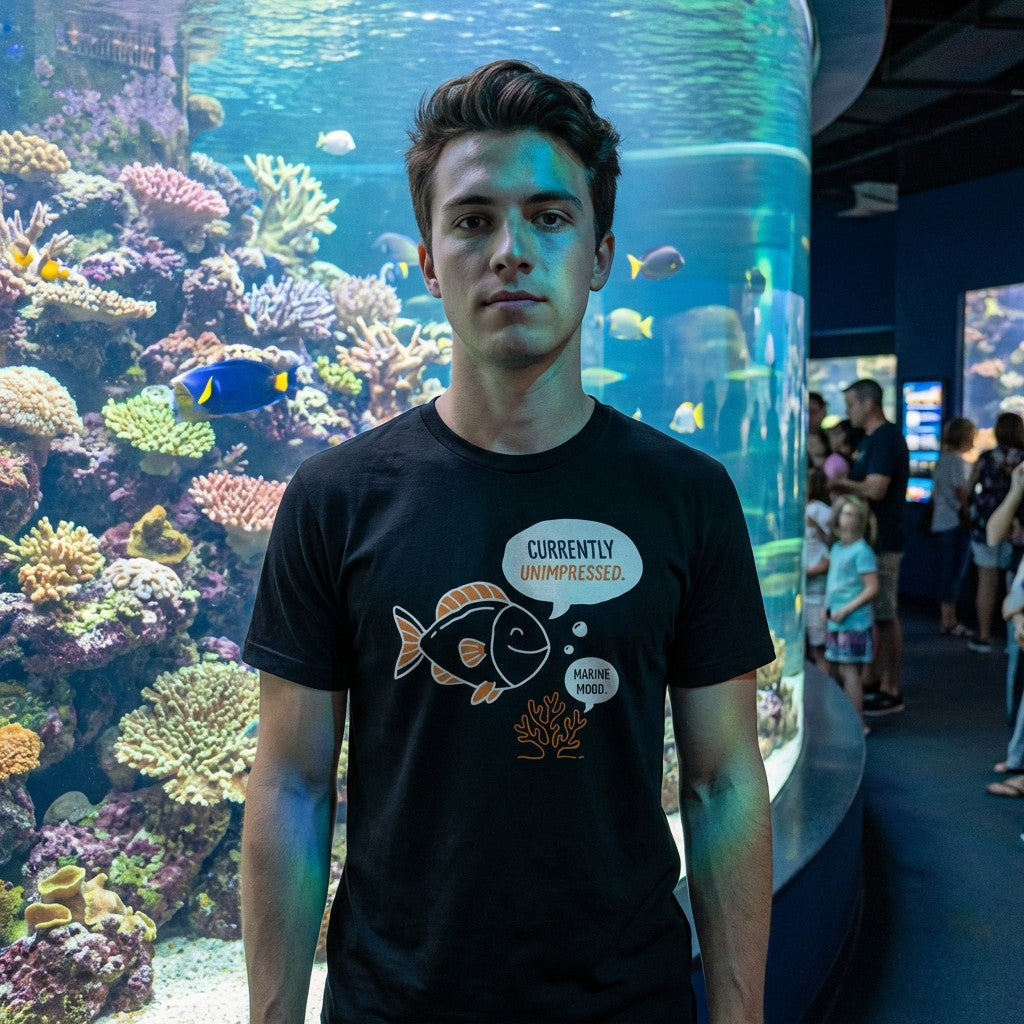 Currently Unimpressed Fish T-Shirt – Men’s Black Funny Marine Mood Tee | WildVero