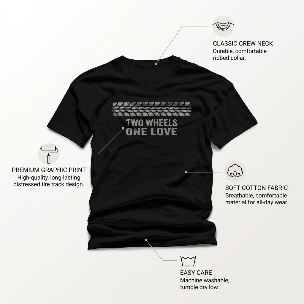 Two Wheels One Love T-Shirt – Biker Motorcycle Graphic Unisex Tee