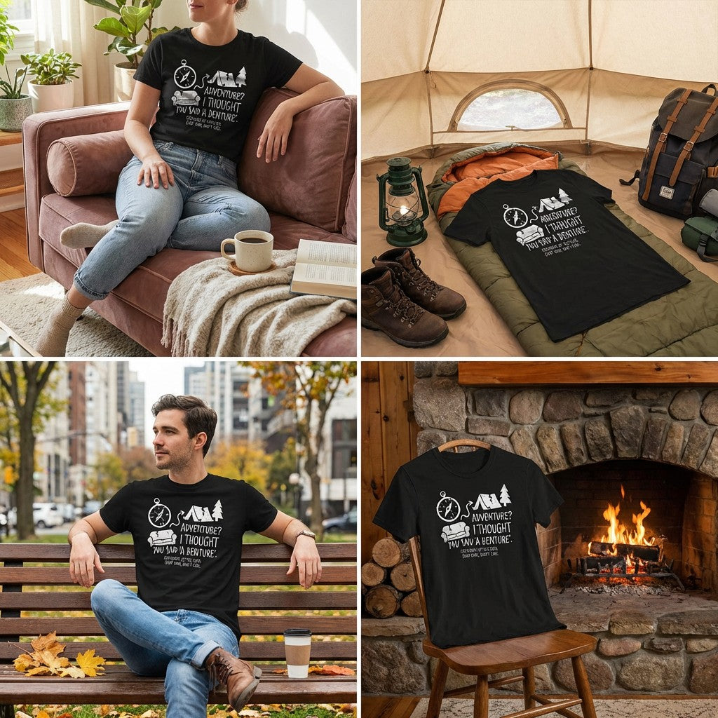 "Adventure? I Thought You Said 'A Denture'" Funny Camping & Senior Gift T-Shirt