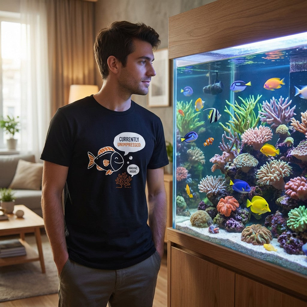Currently Unimpressed Fish T-Shirt – Men’s Black Funny Marine Mood Tee | WildVero