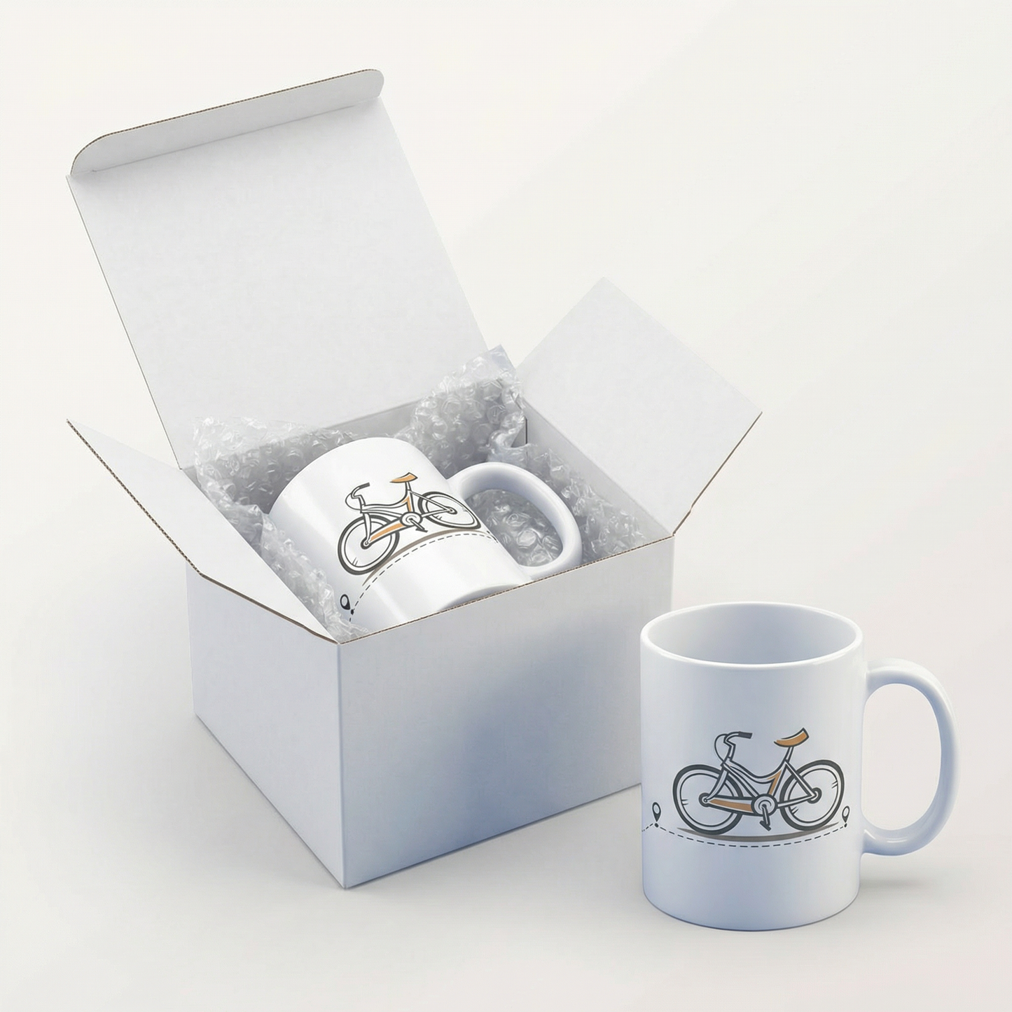 Cycling Mug – 11oz Sublimation Ceramic Mug, Minimal Bicycle Coffee Cup
