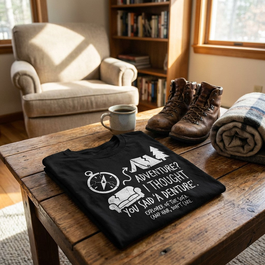 "Adventure? I Thought You Said 'A Denture'" Funny Camping & Senior Gift T-Shirt
