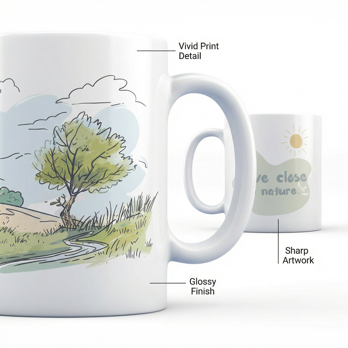 Live Close to Nature Mug – 11oz Sublimation Ceramic Mug, Nature Inspired Coffee Cup