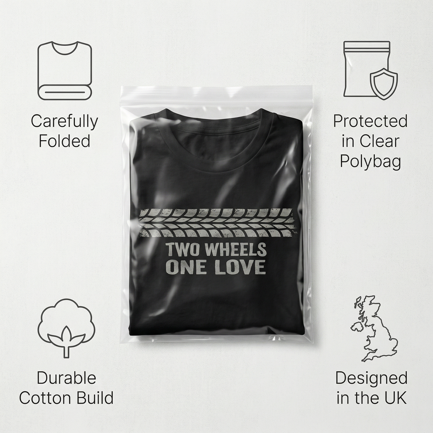 Two Wheels One Love T-Shirt – Biker Motorcycle Graphic Unisex Tee