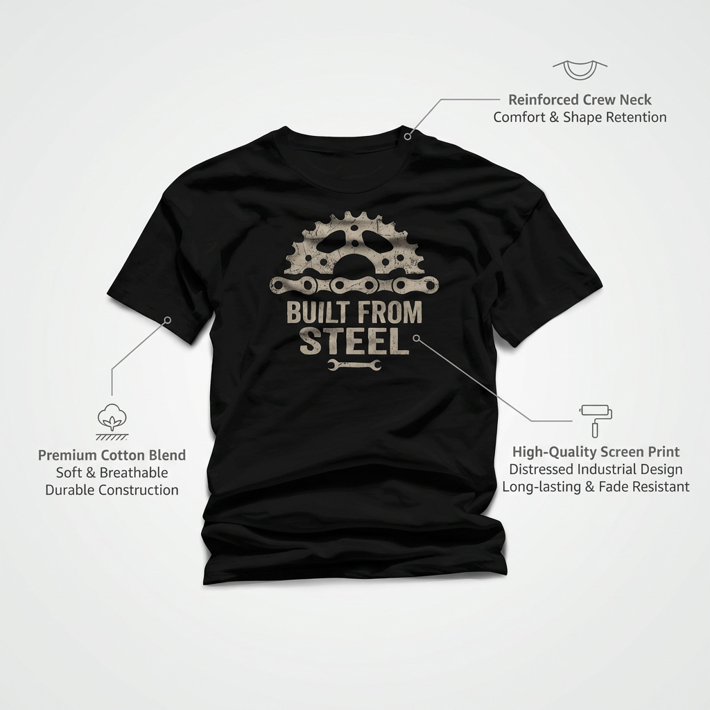 Built From Steel Graphic Tee | Cycling Gear Chain T-Shirt