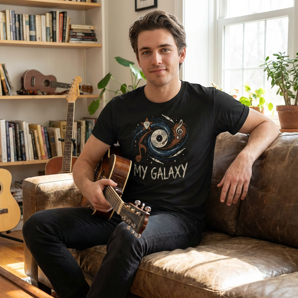 "My Galaxy" Vinyl Record Universe T-Shirt – Cosmic Music Lover Graphic Tee
