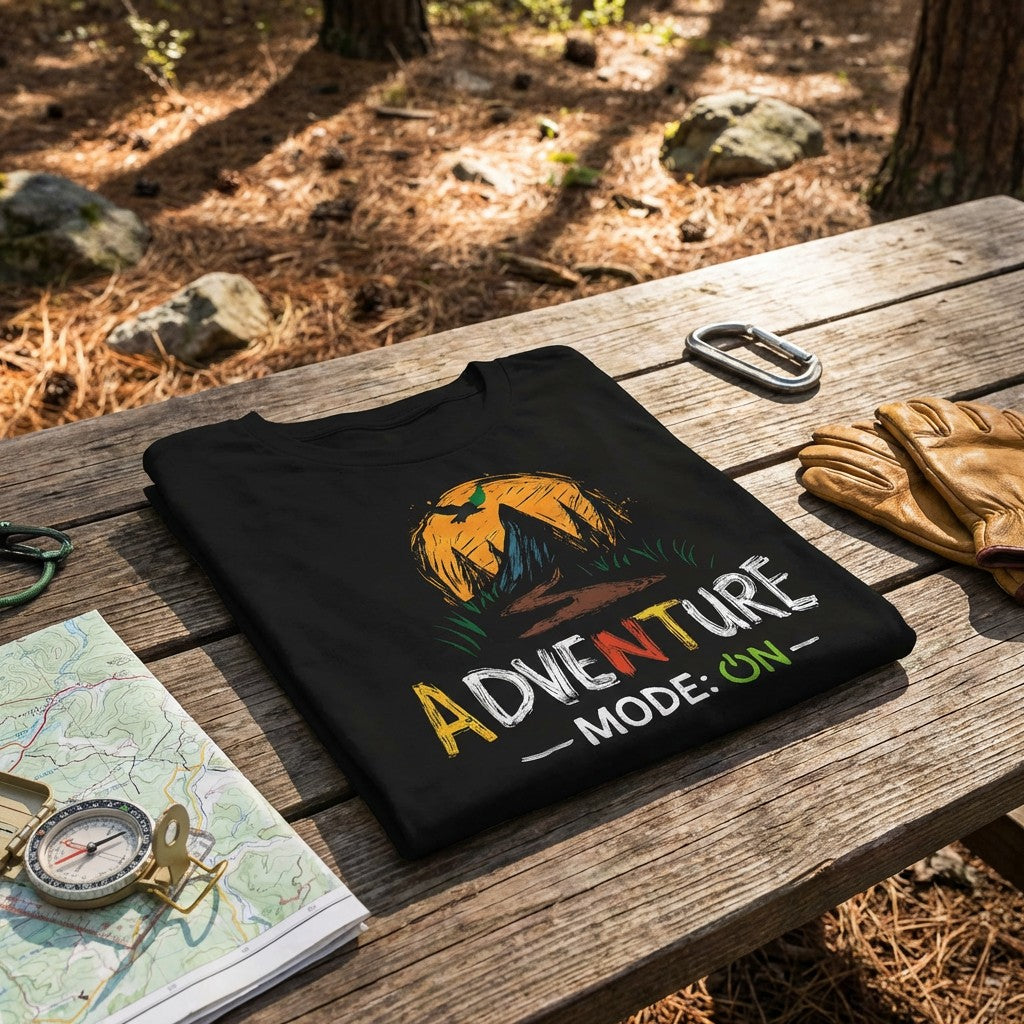 Adventure Mode On T-Shirt – Men’s Black Camping Graphic Tee | WildVero