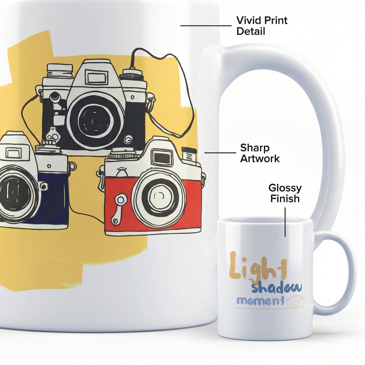 Light Shadow Moment Mug – 11oz Sublimation Ceramic Mug, Camera Lover Coffee Cup
