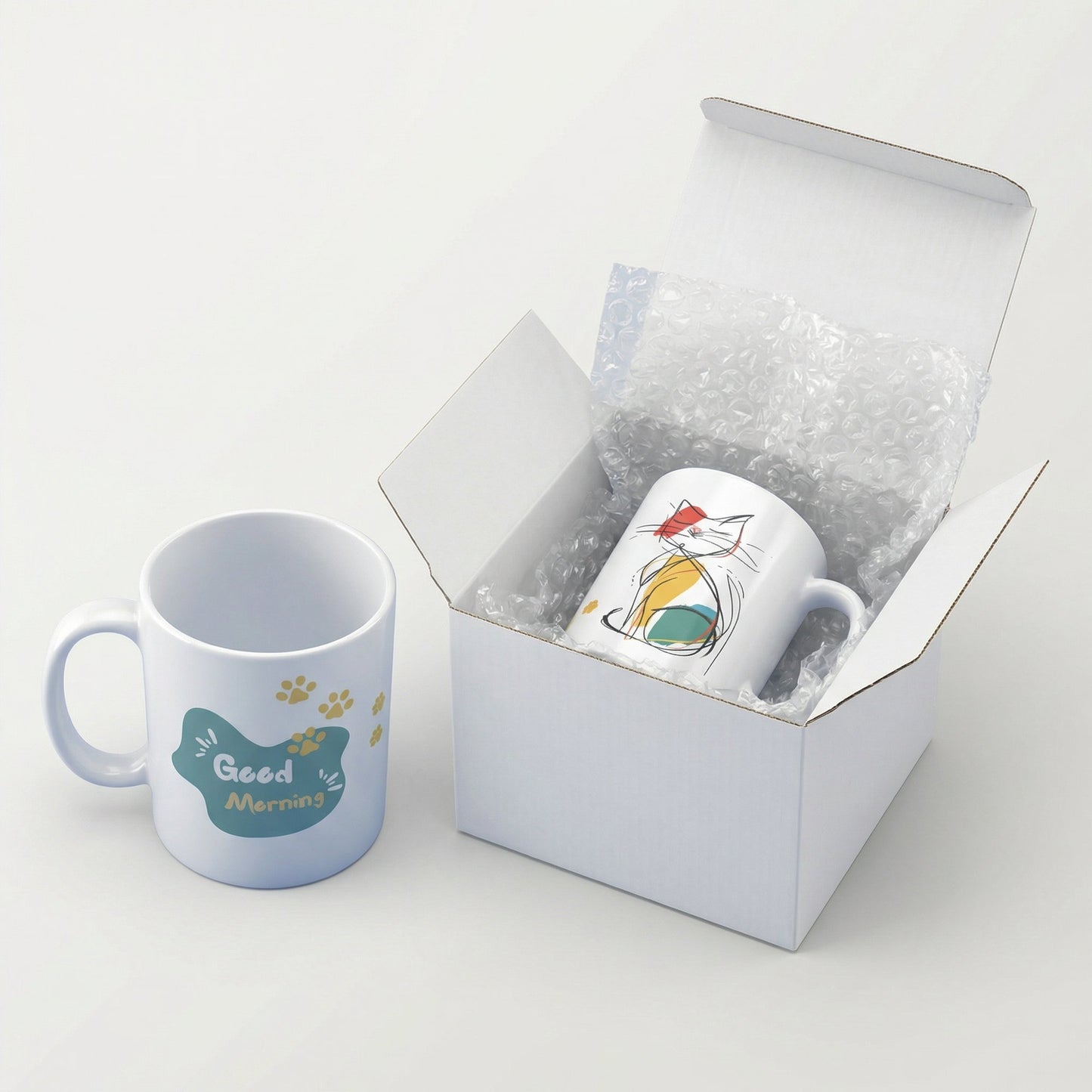 Good Morning Cat Mug – 11oz Sublimation Ceramic Mug, Cute Cat Coffee Cup