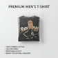 Folded black t-shirt with 'Born to Play' graphic and tag, on a white background.